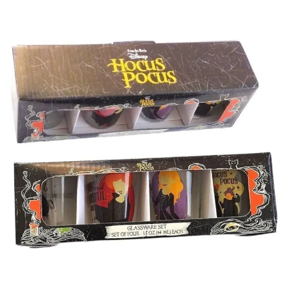 Disney Hocus Pocus‎ Set of 4 Mini 1.5oz Shot Glasses Set NWT